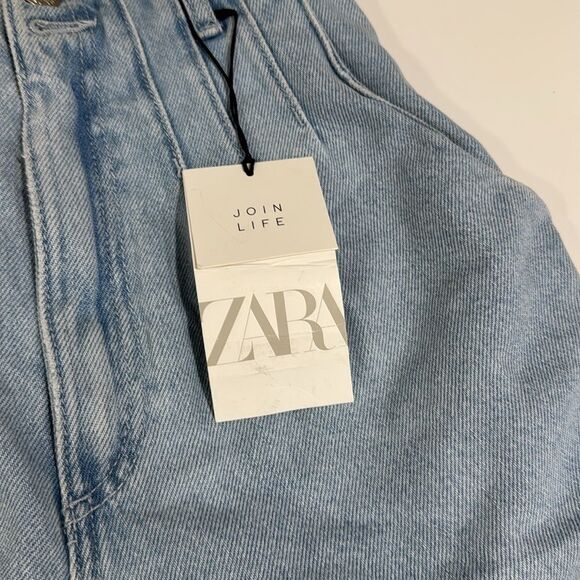 Zara High Waist Light Blue Women's Shorts NWT - Picture 4 of 6